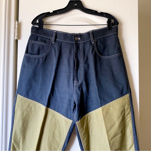 Jacquemus Le De Nimes Meunier Jeans Colorblock Panel Green Black Size 32 EUC - Picture 5 of 11